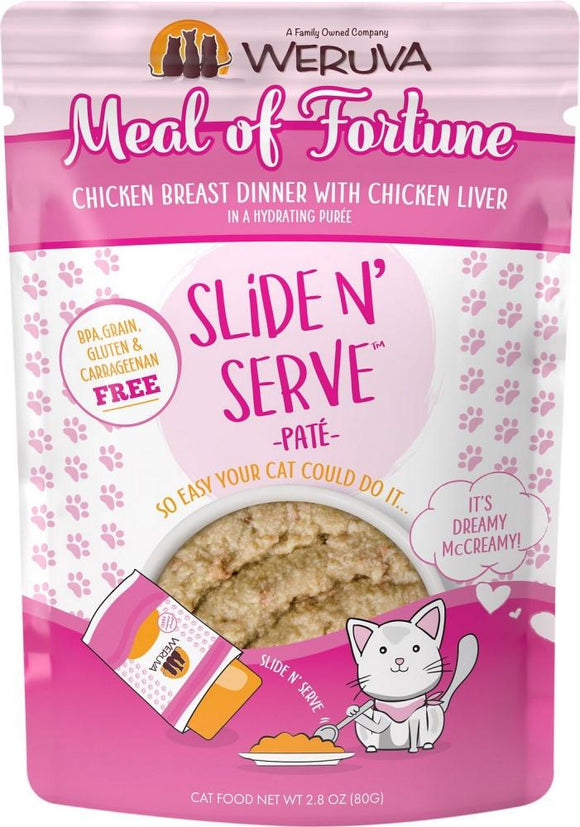 Weruva Slide N' Serve Grain Free Meal of Fortune Chicken Breast Dinner with Chicken Liver Wet Cat Food Pouch