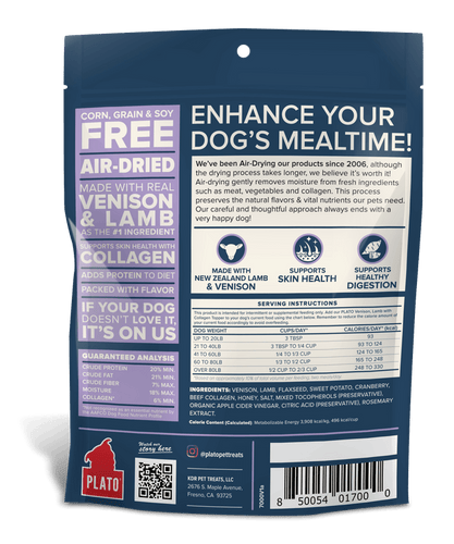 Plato Venison, Lamb & Collagen Food Topper Recipe For Dogs