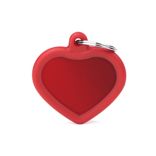 MyFamily Hushtag Red Aluminum Heart ID Tag with Rubber