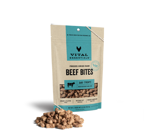 Vital Essentials Freeze Dried Raw Beef Bites Dog Treats