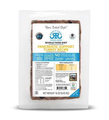 Raised Right Pancreatic Support Turkey Adult Dog Recipe